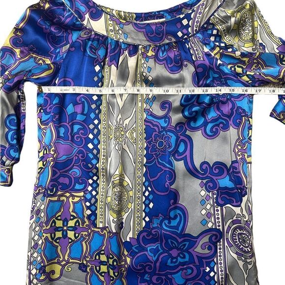 Alice & Trixie Retro Style Abstract Print Silk Shift Dress Size XS - Picture 11 of 13